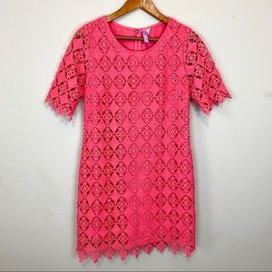 Anthropologie Watermelon Color Lace Overlay